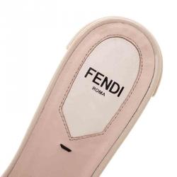 Pre Owned Fendi Beige Patent Leather Floral Appliquè Slide Mules Size 37