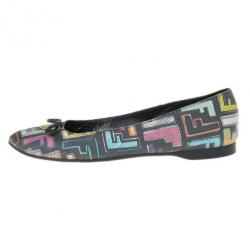 Pre Owned Fendi Multi Colored Zucca Spalmati Ballet Flats Size 38