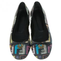 Pre Owned Fendi Multi Colored Zucca Spalmati Ballet Flats Size 38
