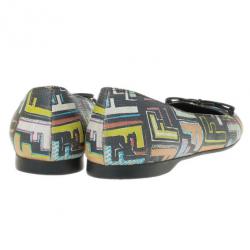 Pre Owned Fendi Multi Colored Zucca Spalmati Ballet Flats Size 38