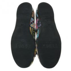 Pre Owned Fendi Multi Colored Zucca Spalmati Ballet Flats Size 38