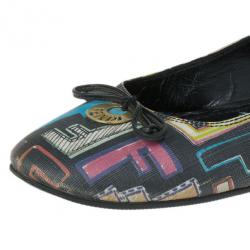 Pre Owned Fendi Multi Colored Zucca Spalmati Ballet Flats Size 38