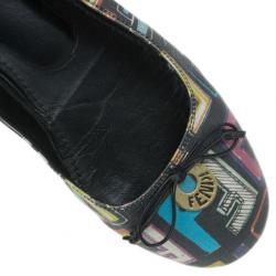 Pre Owned Fendi Multi Colored Zucca Spalmati Ballet Flats Size 38