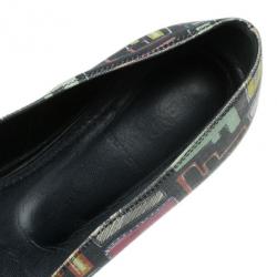 Pre Owned Fendi Multi Colored Zucca Spalmati Ballet Flats Size 38