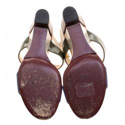 Fendi Multicolor Patent Leather Wedge Slides Size 37