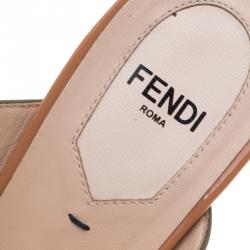 Fendi Multicolor Patent Leather Wedge Slides Size 37