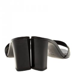 Pre Owned Fendi Black Patent Leather Slide Mules Size 37
