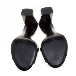 Pre Owned Fendi Black Patent Leather Slide Mules Size 37