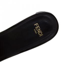 Pre Owned Fendi Black Patent Leather Slide Mules Size 37