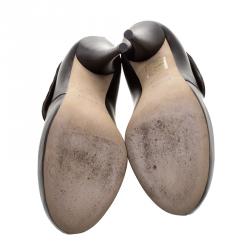 Pre Owned Fendi Brown/Tobacco Zucca Canvas and Leather Platform Pumps Size 36