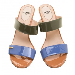 Pre Owned Fendi Multicolor Patent Leather Strap Slides Size 37