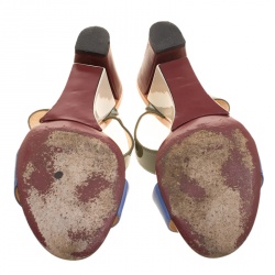 Pre Owned Fendi Multicolor Patent Leather Strap Slides Size 37