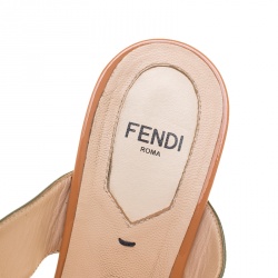 Pre Owned Fendi Multicolor Patent Leather Strap Slides Size 37