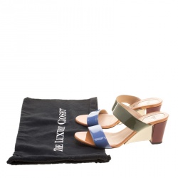 Pre Owned Fendi Multicolor Patent Leather Strap Slides Size 37