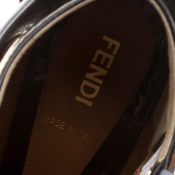 Pre Owned Fendi Tricolor Lizard Leather Peep Toe Ankle Booties Size 37.5