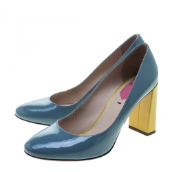 Pre Owned Fendi Multicolor Patent Leather Eloise Round Toe Pumps Size 39