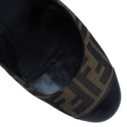 Pre Owned Fendi Zucca Canvas Cap Toe Wedge Pumps Size 40