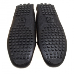Pre Owned Fendi Black Leather Logo Loafers Size 38