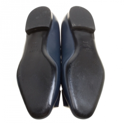 Pre Owned Fendi Navy Blue Leather Studded Ballet Flats Size 39.5