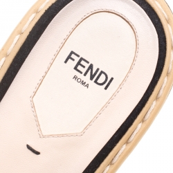 Pre Owned Fendi Black Suede And Python Leather Flowerland Runway Platform Slides Size 38