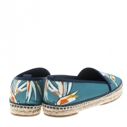 Pre Owned Fendi Blue Printed Cotton Fabric Espadrilles Size 38