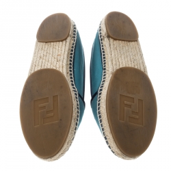 Pre Owned Fendi Blue Printed Cotton Fabric Espadrilles Size 38