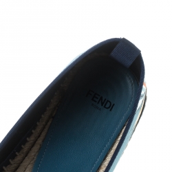 Pre Owned Fendi Blue Printed Cotton Fabric Espadrilles Size 38