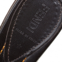 Pre Owned Fendi Tobacco/Beige Zucca and Zuchino Coated Canvas Platform Slides Size 36.5