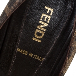 Pre Owned Fendi Tobacco Zucca Canvas Peep Toe Pumps Size 36