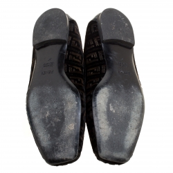 Pre Owned Fendi Black Zucca Velvet and Patent Leather Square Toe Ballet Flats Size 37