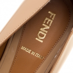 Pre Owned Fendi Nude Patent Leather Zucchino Heel Peep Toe Platform Pumps Size 36