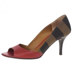 Pre Owned Fendi Pequin Open Toe Pumps Size 37