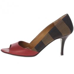 Pre Owned Fendi Pequin Open Toe Pumps Size 37