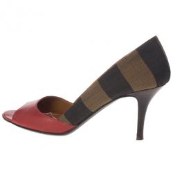 Pre Owned Fendi Pequin Open Toe Pumps Size 37