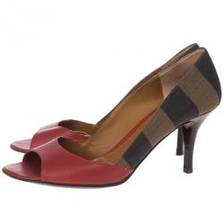 Pre Owned Fendi Pequin Open Toe Pumps Size 37