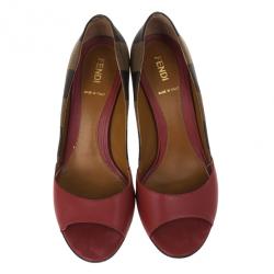 Pre Owned Fendi Pequin Open Toe Pumps Size 37