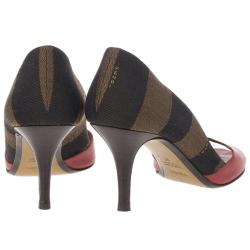 Pre Owned Fendi Pequin Open Toe Pumps Size 37