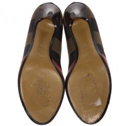 Pre Owned Fendi Pequin Open Toe Pumps Size 37