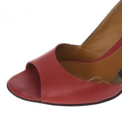 Pre Owned Fendi Pequin Open Toe Pumps Size 37