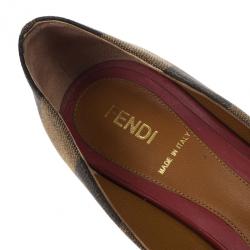 Pre Owned Fendi Pequin Open Toe Pumps Size 37