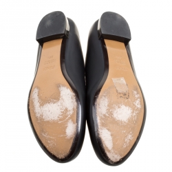 Pre Owned Fendi Black Leather Flats Size 38.5