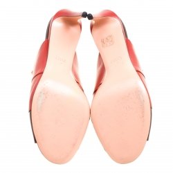 Pre Owned Fendi Multicolor Leather Floral Applique Leather Mules Sandals 39