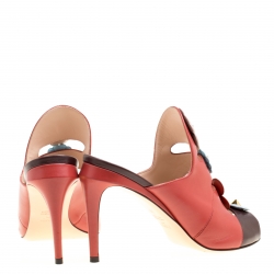 Pre Owned Fendi Multicolor Leather Floral Applique Leather Mules Sandals 39