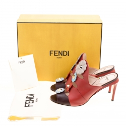 Pre Owned Fendi Multicolor Leather Floral Applique Leather Mules Sandals 39