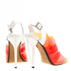 Pre Owned Fendi Multicolor Colorblock PVC Peep Toe Sandals Size 39