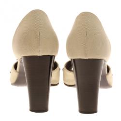 Pre Owned Fendi Beige Canvas D'orsay Pumps Size 40