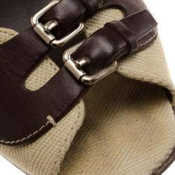 Pre Owned Fendi Beige Canvas D'orsay Pumps Size 40