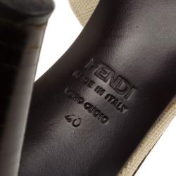 Pre Owned Fendi Beige Canvas D'orsay Pumps Size 40