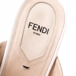 Pre Owned Fendi Cream/Black Patent Leather Wedge Slides Size 38