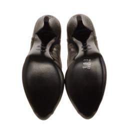 Pre Owned Fendi Zucca Mesh Peep Toe Pumps Size 39